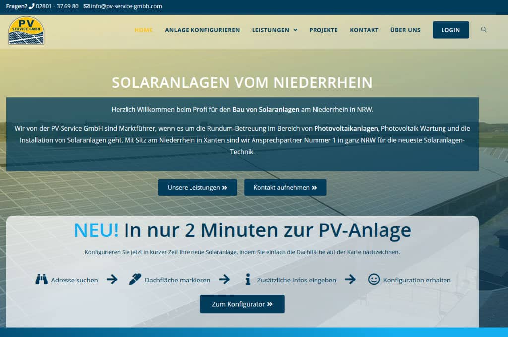 Reference Provenseo - PV Service GmbH - Xanten - WordPress agency web design