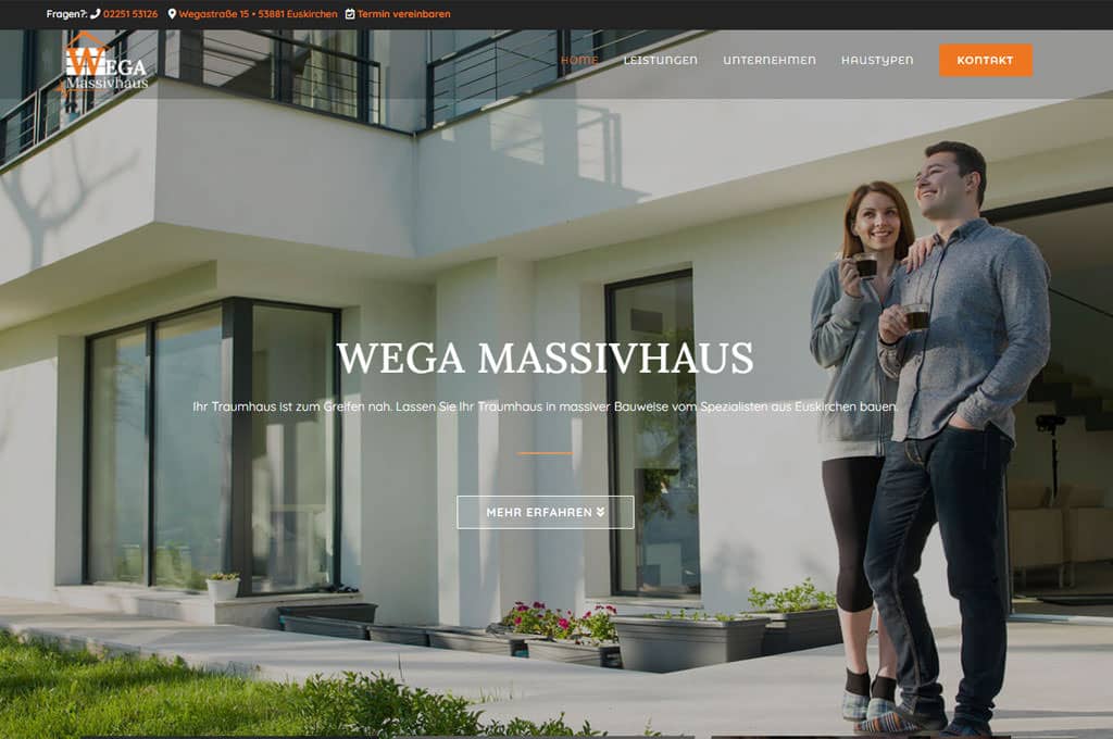 Referenz Provenseo - WordPress Webseite für Wega Massivhaus Firma Euskirchen